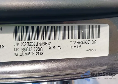 2015 Dodge Challenger Sxt Plus from USA, damaged, VIN 2C3CDZBG1FH700912